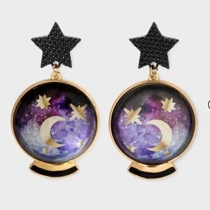 Halloween Star Moon‎ Purple Earrings Jewelry, Moon Charm, Sparkling Stars, NWT
